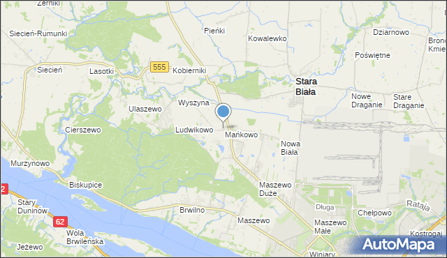 mapa Mańkowo, Mańkowo gmina Stara Biała na mapie Targeo